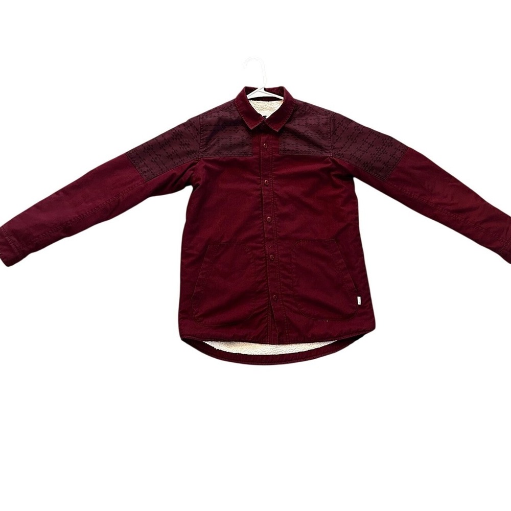 Burton Burgundy Sherpa Lined Corduroy Shirt Jacket Men's Small‎